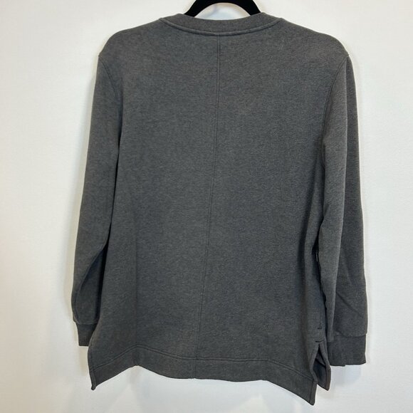 Athleta Retroplush Sweatshirt Medium Crewneck Gray Fleece Zip Pocket 982561 - Picture 10 of 10